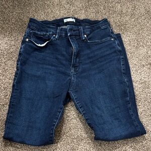 Good American Slim Straight Dark Blue Stretch Jeans